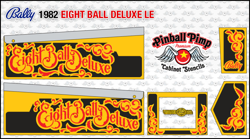 Collectibles Bally Eight Ball Deluxe Pinball Cabinet Stencils Pinball Pimp Premium Collectibles Arcade Jukeboxes Pinball